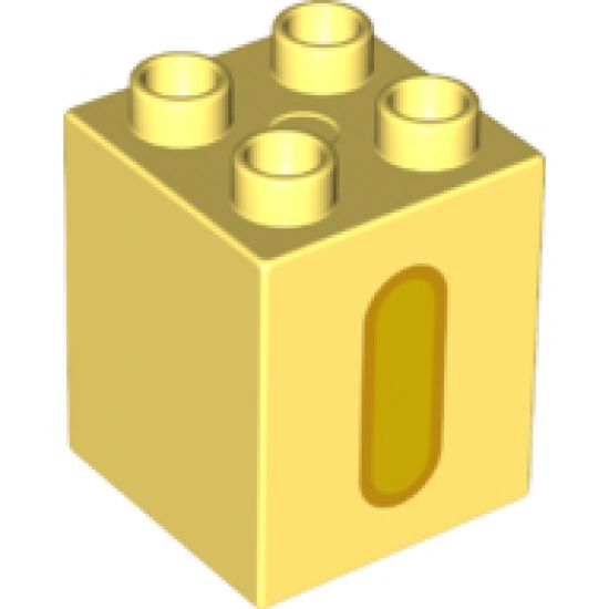 Duplo, Brick 2 x 2 x 2 with Letter I Yellow Pattern