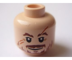 Minifigure, Head Moustache Brown, Scratches/Scars across Face Pattern (HP Professor Lupin) - Blocked Open Stud