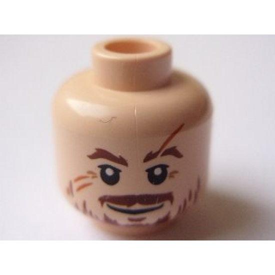 Minifigure, Head Moustache Brown, Scratches/Scars across Face Pattern (HP Professor Lupin) - Blocked Open Stud