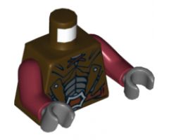 Torso LotR Leather Armor with Buckle Pattern (Uruk-hai) / Dark Red Arms / Dark Bluish Gray Hands