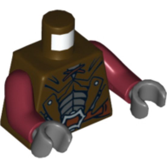 Torso LotR Leather Armor with Buckle Pattern (Uruk-hai) / Dark Red Arms / Dark Bluish Gray Hands