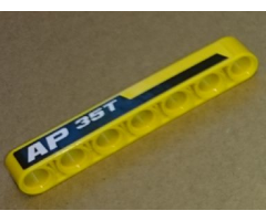 Technic, Liftarm 1 x 7 Thick with 'AP 35T' and Black and Yellow Stripes Pattern Model Right Side (Sticker) - Set 8264