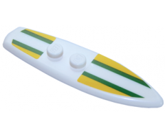 Minifigure, Utensil Surfboard Standard with Yellow and Dark Green Stripes Pattern (Stickers) - Set 40252