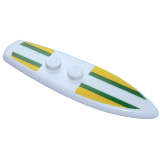 Minifigure, Utensil Surfboard Standard with Yellow and Dark Green Stripes Pattern (Stickers) - Set 40252