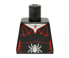 Torso Female Outline with Red Spider Web Trim, Necklace and Silver Spider Pattern