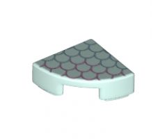 Tile, Round 1 x 1 Quarter with Metallic Blue and Pink Scale Outlines Pattern