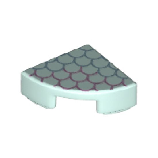 Tile, Round 1 x 1 Quarter with Metallic Blue and Pink Scale Outlines Pattern