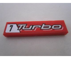 Tile 1 x 4 with '7 Turbo' on Red Background Pattern (Sticker) - Set 8495