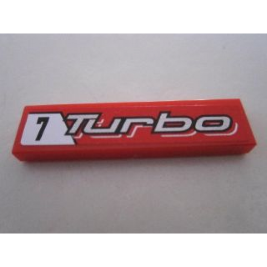 Tile 1 x 4 with '7 Turbo' on Red Background Pattern (Sticker) - Set 8495