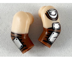 Arm, (Matching Left and Right) Pair with Light Nougat Short Sleeves, Silver Plates Pattern