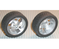 Wheel & Tire Assembly 81.6 x 34 ZR Three Spoke Swirl, with Black Tire 81.6 x 34 ZR Thin Sporty Tread (32197 / 32196)