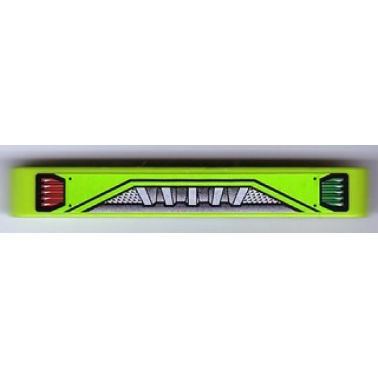 Technic, Liftarm 1 x 7 Thick with Green and Red Lights and Silver Grille Pattern (Sticker) - Set 8899