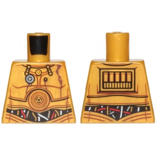 Torso SW C-3PO with Red and White Wires, Oil Stains and Silver Robot Limiter Pattern