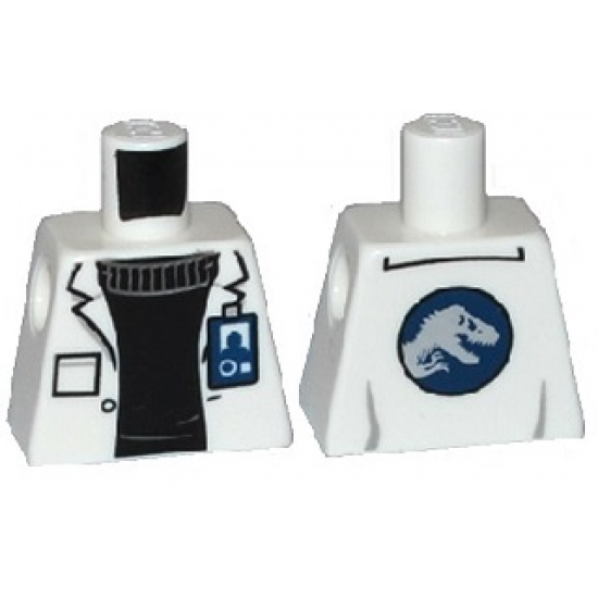 Torso Lab Coat with Pocket and ID Badge over Black Sweater, Jurassic World Logo on Reverse Pattern