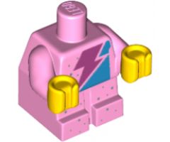 Body Baby / Toddler with Fixed Arms with Dark Pink Lightning and Silver Dots Pattern and Yellow Hands
