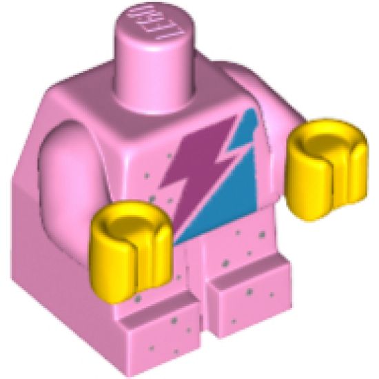 Body Baby / Toddler with Fixed Arms with Dark Pink Lightning and Silver Dots Pattern and Yellow Hands