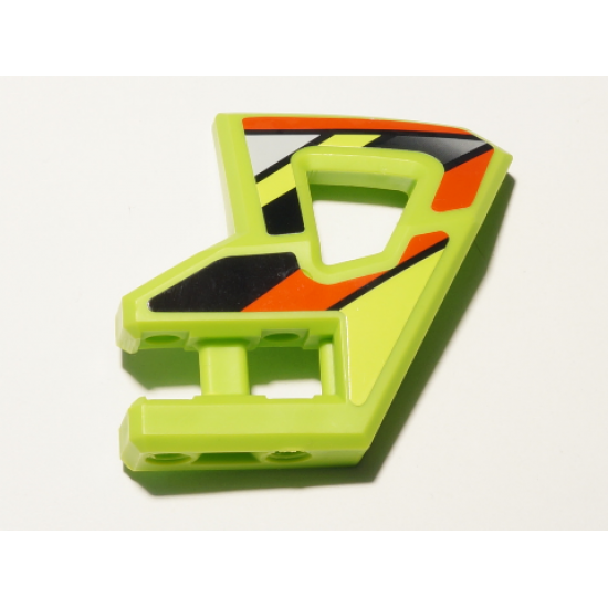 Technic, Panel RC Car Flexible Bumper Left with Red and Black Stripes on Lime Background Pattern (Stickers) - Set 8675
