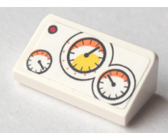 Slope 30 1 x 2 x 2/3 with Red Button and 3 Gauges Pattern (Sticker) - Set 60005
