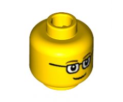 Minifigure, Head Dual Sided with Glasses / No Glasses Pattern - Blocked Open Stud