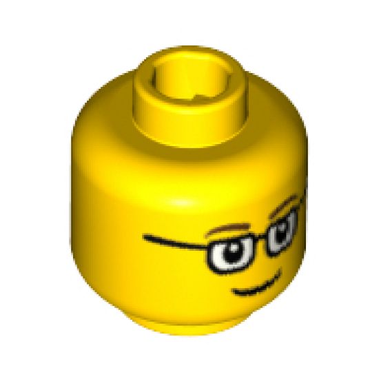 Minifigure, Head Dual Sided with Glasses / No Glasses Pattern - Blocked Open Stud