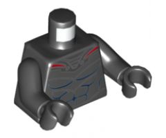 Torso Armor Silver and Red with Blue Muscles Pattern (Black Manta) / Black Arms / Black Hands