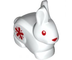 Bunny / Rabbit with Red Eyes, Nose and Flower Pattern