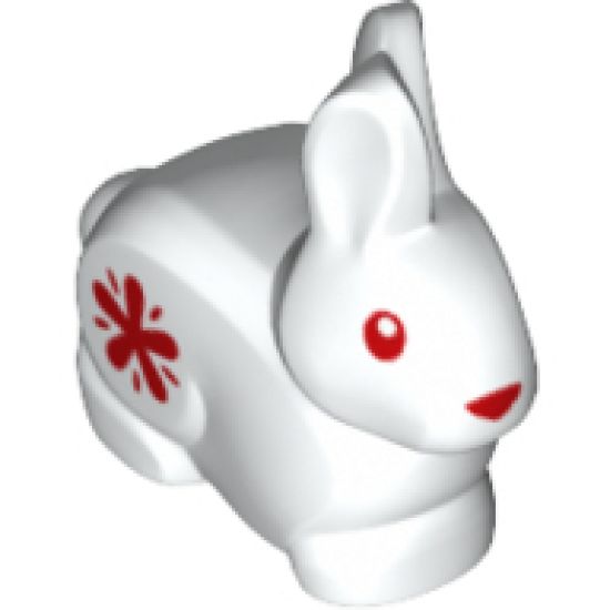 Bunny / Rabbit with Red Eyes, Nose and Flower Pattern