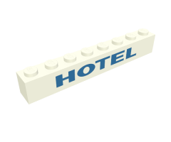 Brick 1 x 8 with Blue 'HOTEL' Pattern