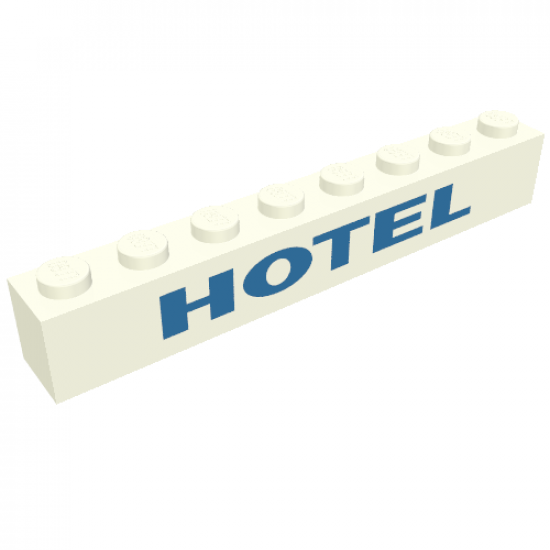 Brick 1 x 8 with Blue 'HOTEL' Pattern