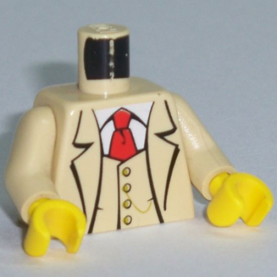 Torso Studios Suit Jacket with Vest and Red Tie Pattern (Gent) / Tan Arms / Yellow Hands
