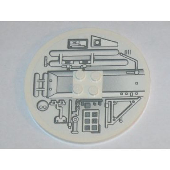 Tile, Round 8 x 8 with Machinery Pattern Model Left (Sticker) - Set 10019