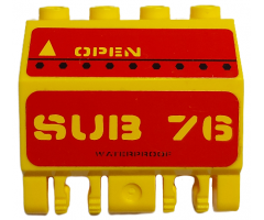 Panel 2 x 4 x 3 1/3 with Double Locking 2 Fingers Hinge with 'SUB 76' and 'OPEN' Pattern (Stickers) - Set 7776