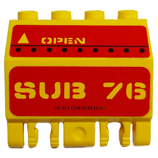 Panel 2 x 4 x 3 1/3 with Double Locking 2 Fingers Hinge with 'SUB 76' and 'OPEN' Pattern (Stickers) - Set 7776