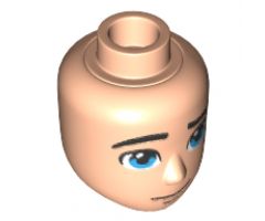 Mini Doll, Head Friends Male with Blue Eyes, Thick Black Eyebrows and Smirk Pattern