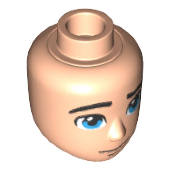 Mini Doll, Head Friends Male with Blue Eyes, Thick Black Eyebrows and Smirk Pattern