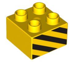 Duplo, Brick 2 x 2 with Black and Yellow Danger Stripes Pattern