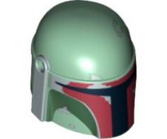 Minifigure, Headgear Helmet with Holes, SW Mandalorian with Dark Brown and Silver Pattern