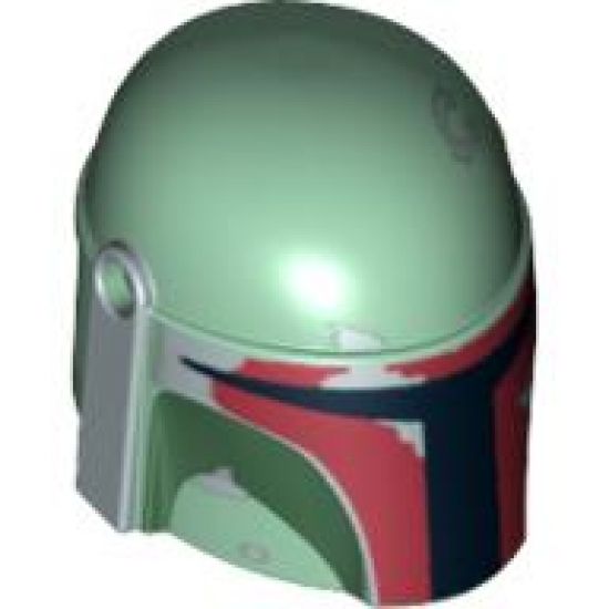 Minifigure, Headgear Helmet with Holes, SW Mandalorian with Dark Brown and Silver Pattern