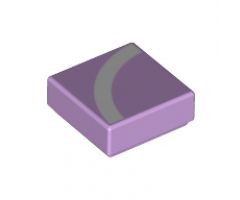 Tile 1 x 1 with White Quarter Arc with Lavender Outline Pattern
