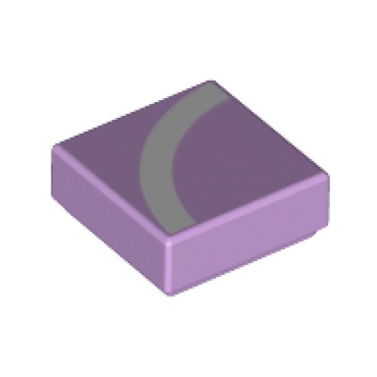 Tile 1 x 1 with White Quarter Arc with Lavender Outline Pattern