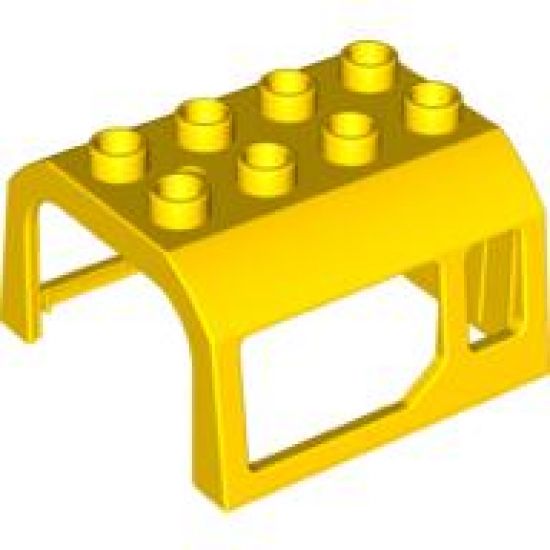 Duplo, Train Locomotive Cabin Roof 2 x 4 Studs, 2 Small and 2 Large Windows