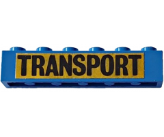 Brick 1 x 6 with Black 'TRANSPORT' Large Font on Yellow Background Pattern (Sticker) - Set 163