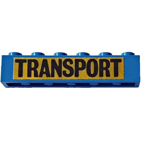 Brick 1 x 6 with Black 'TRANSPORT' Large Font on Yellow Background Pattern (Sticker) - Set 163