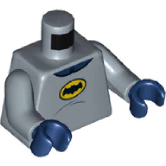 Torso Batman Logo in Yellow Oval, Dark Blue Collar and Stomach Contour Lines Pattern / Sand Blue Arms / Dark Blue Hands