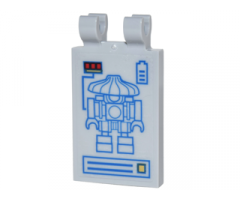 Tile, Modified 2 x 3 with 2 Clips with Diagram of Sweep the Robot with Power Controls and Battery Indicator Pattern (Sticker) - Set 70620