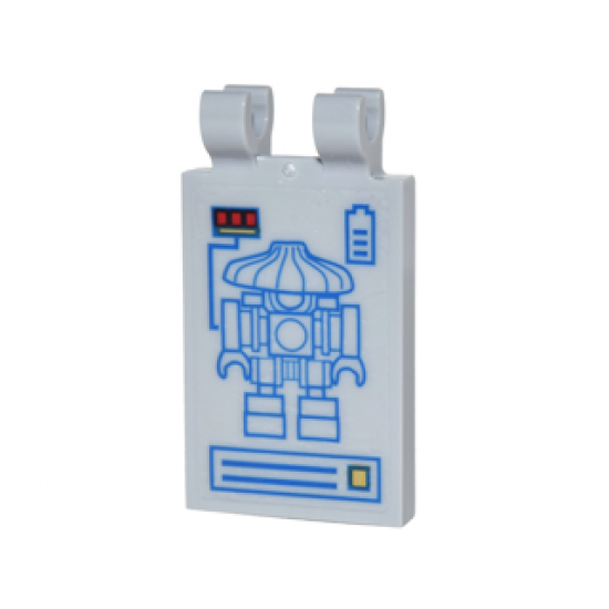 Tile, Modified 2 x 3 with 2 Clips with Diagram of Sweep the Robot with Power Controls and Battery Indicator Pattern (Sticker) - Set 70620