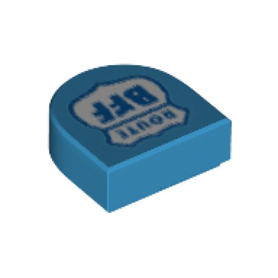 Tile, Round 1 x 1 Half Circle Extended (Stadium) with White Highway Sign, Blue Outline and 'ROUTE BFF' Pattern