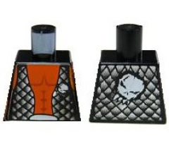 Torso Alien with Orange Skin and Black Open Vest with Alien Head on Front and Back Pattern
