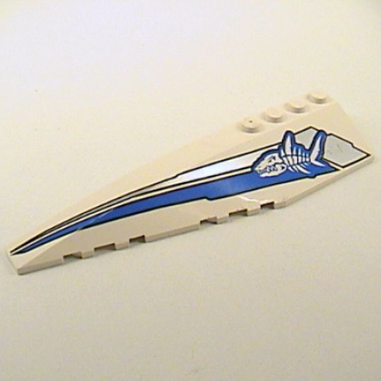 Wedge 12 x 3 Left with Shark Skeleton and Blue/Silver Stripes Pattern