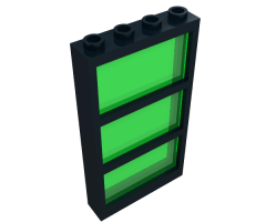 Window 1 x 4 x 6 Frame with 3 Panes, Fixed Glass with Trans-Green Glass
